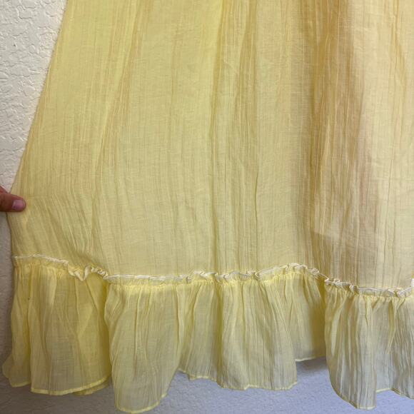 Billy J Halo Maxi Dress Lemon Yellow Polyester Ruffle Tiered Spaghetti Strap - Picture 6 of 14